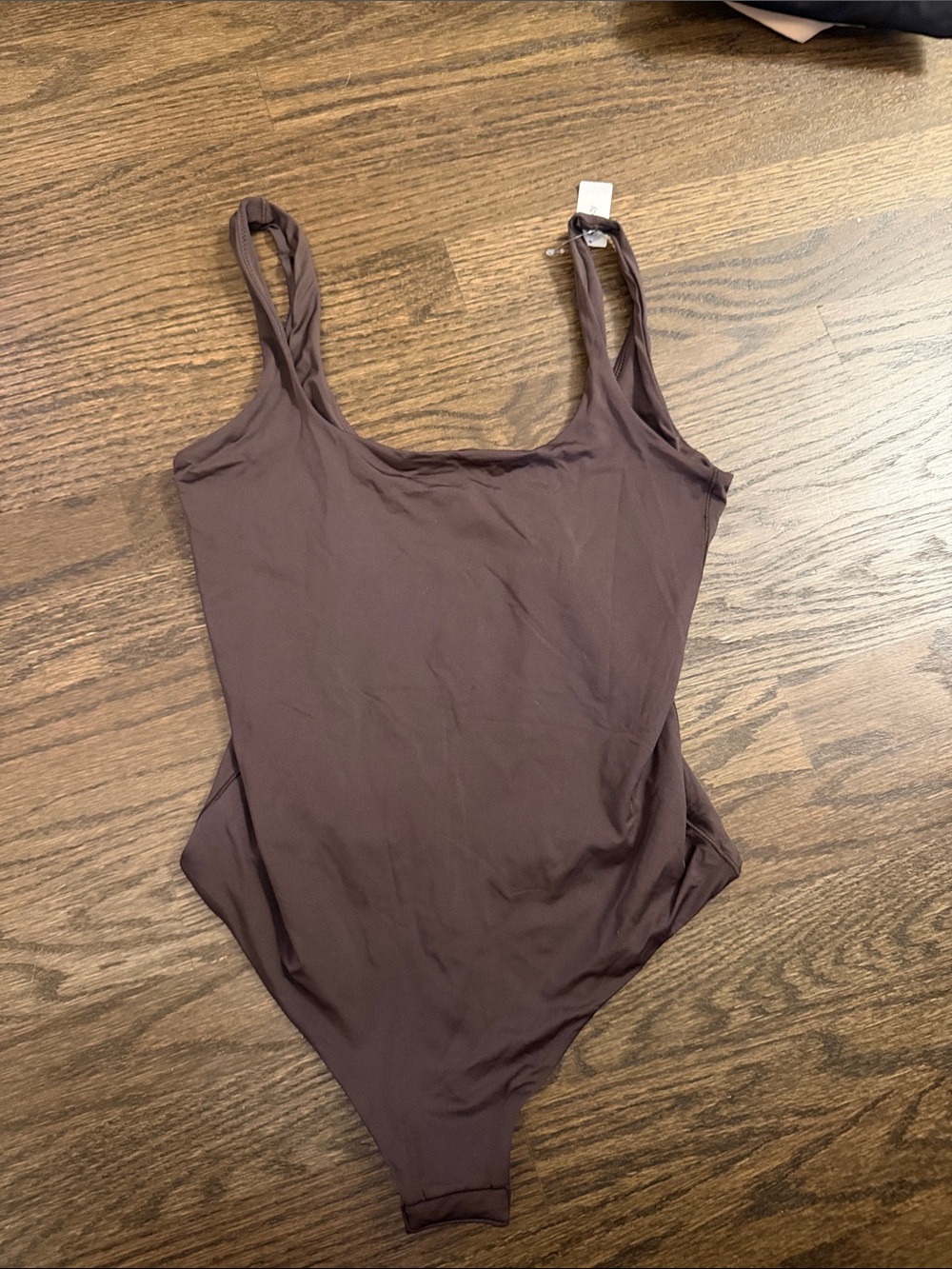 Sleek Brown Scoop-Neck One-Piece Swimsuit